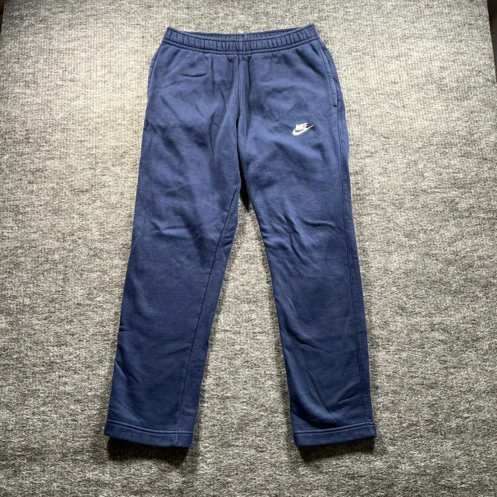 Nike Mens Club Fleece Sweatpants Navy Blue Medium Embroidered Logo